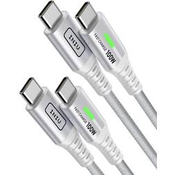 Iniu USBC to USBC Cable, [6.6ft, White] 2-Pack USB C to C Fast Charging Cable for iPhone 15 Samsung Galaxy S23 S21 A71, MacBook, iPad, and More